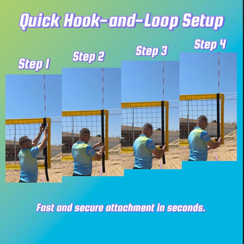 BOARDEE Volleyball Net Antenna Sleeves - Durable Tarpaulin Hook-and-Loop Sleeves with Vertical Straps - Indoor and Beach Volleyball Net Equipment - Pack of 2 (No Antennas Included) - Image 3
